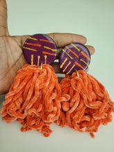 Load image into Gallery viewer, Burnt Orange Chenille Tassel Earrings
