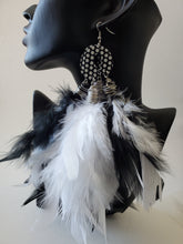 Load image into Gallery viewer, "Retro Era" Polka-dot Feather Earrings