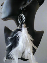 Load image into Gallery viewer, "Retro Era" Polka-dot Feather Earrings
