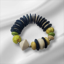 Load image into Gallery viewer, Navy Blue+Green Bone Bracelet