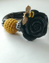 Load image into Gallery viewer, The Black Rose & Bee Bracelet