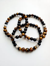 Load image into Gallery viewer, Men's Tiger Eye & Matt Beaded Bracelet