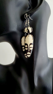 African Bone Mask Earrings