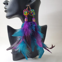 Load image into Gallery viewer, Great Ball Of Color Feather Earrings
