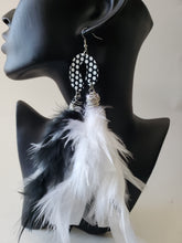 Load image into Gallery viewer, &quot;Retro Era&quot; Polka-dot Feather Earrings
