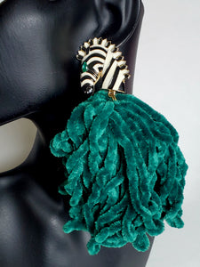 Chenille Zebra Tassel Earrings