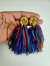 Load image into Gallery viewer, Multi Color Stud Tassel Earrings
