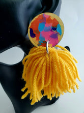 Load image into Gallery viewer, Yellow Rainbow Post Tassel Earrings
