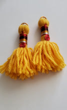 Load image into Gallery viewer, Multicolor Wire &amp;Yellow Tassel Earrings
