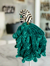 Load image into Gallery viewer, Chenille Zebra Tassel Earrings
