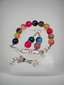 Agate Bracelet & Earrings Set Style#14