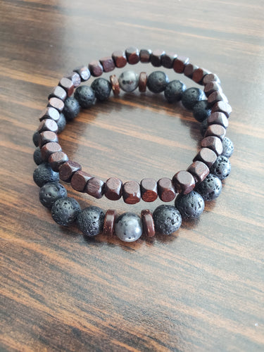 Young Men's Wood & Lava Bead Set Style#04 - A BeaYOUtiful You