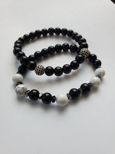 Men's 8mm Onyx Bracelet Set Style#12