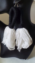 Load image into Gallery viewer, Black &amp; White Loop Tassel Earrings
