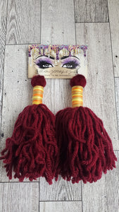 Maroon/Golden Yellow Tassel Earrings