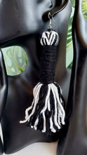 Load image into Gallery viewer, Slender Salt &amp; Pepper Tassel Earrings
