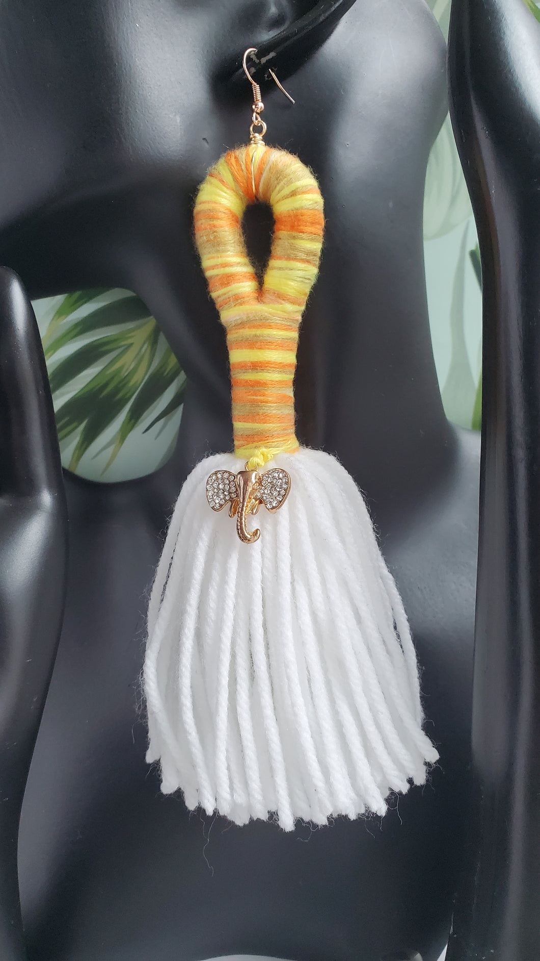 Golden Elephant Tassel Earrings